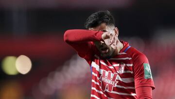 GRANADA, SPAIN - NOVEMBER 22: Fede Vico of Granada CF reacts during the La Liga Santander match between Granada CF and Real Valladolid CF at Estadio Nuevo Los Carmenes on November 22, 2020 in Granada, Spain. Sporting stadiums around Spain remain under str