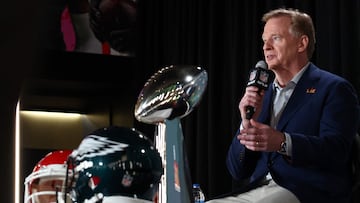 Imagen del comisionado de la NFL, Roger Goodell, antes del Super Bowl LIX entre Kansas City Chiefs y Philadelphia Eagles.