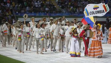 MED116. VALLEDUPAR (COLOMBIA), 24/06/2022.- Integrantes de la delegación de Colombia participan en la inauguración de los XIX Juegos Bolivarianos hoy, en Valledupar (Colombia). EFE/Luis Eduardo Noriega A.