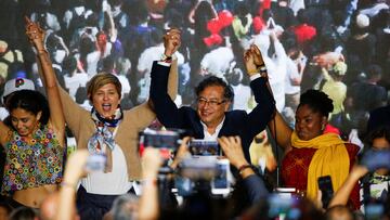 Colombian left-wing presidential candidate Gustavo Petro of the Historic Pact coalition reacts after he came out on top in the first round of the presidential election in Bogota, Colombia May 29, 2022. REUTERS/Santiago Arcos REFILE - QUALITY REPEAT