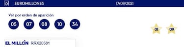 Euromillones: comprobar los resultados del sorteo de hoy, viernes 17 de septiembre