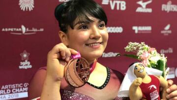 La gimnasta mexicana volvió a ocupar un lugar en el medallero, esta vez fue en la categoría salto de caballo, en donde se ha bañado de oro en la Copa Toyota de Japón.