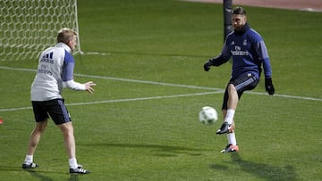 Sergio Ramos, durante el entrenamiento del Real Madrid en Yokohama.