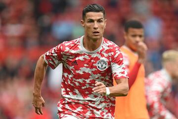 Cristiano Ronaldo durante el calentamiento previo al partido.