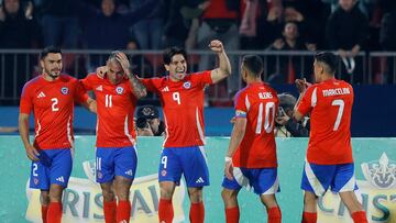 Futbol, Chile vs Paraguay.
Partido amistoso 2024.
El jugador de la seleccion Chile Eduardo Vargas celebra su gol contra Paraguay durante del partido amistoso disputado en el estadio Nacional.
Santiago, Chile.
11/06/2024
Felipe Zanca /Photosport
Football, Chile vs Paraguay.
2024 friendly match.
Chile yÕs player Eduardo Vargas, celebrate his goal against Paraguay during the friendly match held at Nacional stadium.
Santiago, Chile.
11/06/2024
Felipe Zanca /Photosport