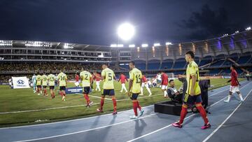 La Selección Colombia ante Perú en el Sudamericano Sub 20.