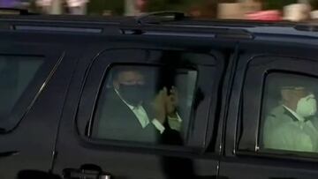 Trump sale del hospital Walter Reed en coche para saludar a sus seguidores