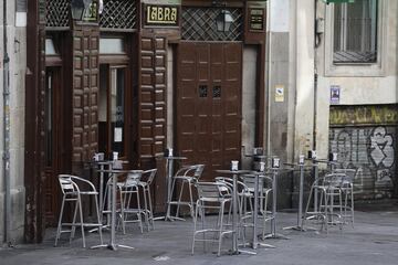 An empty terrace in the city centre.