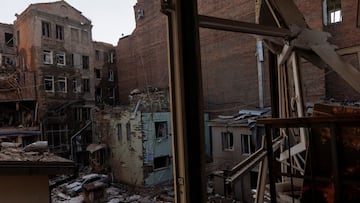 A general view shows a residential area that was destroyed during shelling in central Kharkiv as Russia&#039;s attack on Ukraine continues.