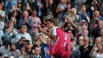 El suizo Roger Federer en su despedida en Wimbledon.