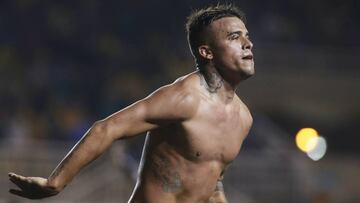 Futbol, San Luis vs Curico Unido
Primera fecha, campeonato nacional 2018
El jugador de San Luis Lucio Campagnucci celebra su gol contra Curico Unido durante el partido de primera division disputado en el estadio Lucio Fariña de Quillota,