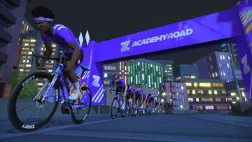 Imagen de una carrera durante la Zwift Academy Road.