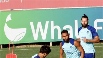 Cunha y Felipe en una sesión del Atlético junto a João este verano.