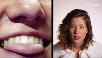 Garbiñe Muguruza intennta adivinar de quién es esa lengua.