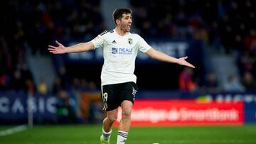 VALENCIA, SPAIN - JANUARY 29: Jesus Areso of Burgos CF reacts during the LaLiga SmartBank match between Levante UD and Burgos CF at Ciutat de Valencia on January 29, 2023 in Valencia, Spain. (Photo by Manuel Queimadelos/Quality Sport Images/Getty Images)