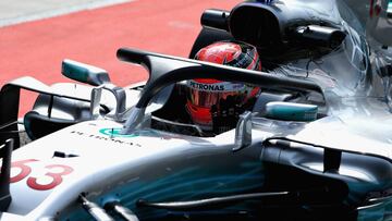 El halo de Mercedes, durante la sesión de prácticas en Hungaroring.