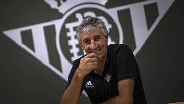 Quique Setién en comparecencia de prensa.