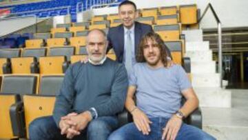 Puyol, Zubizarreta y el presidente Bartomeu.