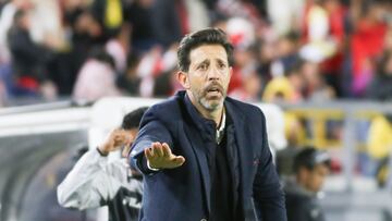 Jorge Bava, coach of Independiente Santa Fe, is present during the match between Independiente Santa Fe and Atletico Junior on Matchday 18 of the Liga BetPlay DIMAYOR I 2025, at the Nemesio Camacho El Campin Stadium in Bogota, Colombia. (Photo by Daniel Garzon Herazo/NurPhoto via Getty Images)