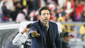 Jorge Bava, coach of Independiente Santa Fe, is present during the match between Independiente Santa Fe and Atletico Junior on Matchday 18 of the Liga BetPlay DIMAYOR I 2025, at the Nemesio Camacho El Campin Stadium in Bogota, Colombia. (Photo by Daniel Garzon Herazo/NurPhoto via Getty Images)