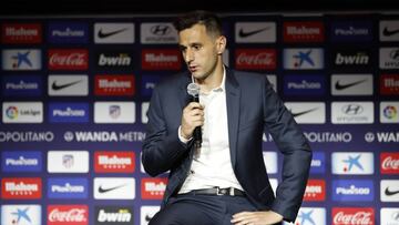 Soccer Player Nikola Kanilic during his official presentation at the Wanda Metropolitano Stadium in Madrid on Monday 13 August 2018