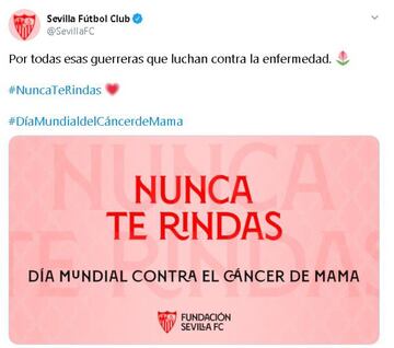 El mundo del deporte unido en el D¨ªa Mundial del C¨¢ncer de Mama