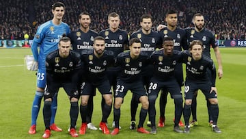 El once del Madrid en Ámsterdam.