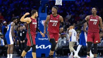 The Wells F argo Center in Philadelphia sees the Miami Heat win Game 6 in the Playoff Series to finish off the 76ers and make it into the Eastern Conference Final.