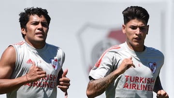 Jorge Carrascal durante un entrenamiento con River Plate.