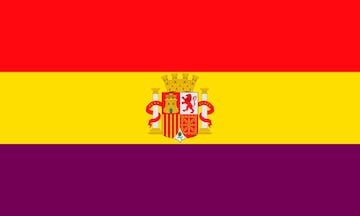 La bandera de la Segunda Rep¨²blica espa?ola fue la bandera nacional de Espa?a en el per¨ªodo comprendido entre 1931 y 1939 durante la Segunda Rep¨²blica que aconteci¨® en el pa¨ªs. Se trata de una bandera tricolor horizontal compuesta por los colores rojo, amarillo y morado, siendo la franja superior de color rojo, la central de color amarillo y la inferior de color morado, las tres del mismo ancho. Pod¨ªa incluir como blas¨®n en el centro de la franja amarilla el escudo de la Segunda Rep¨²blica.