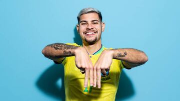 DOHA, QATAR - NOVEMBER 20: Bruno Guimaraes of Brazil poses during the official FIFA World Cup Qatar 2022 portrait session on November 20, 2022 in Doha, Qatar. (Photo by Buda Mendes - FIFA/FIFA via Getty Images)