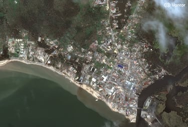 Imagen satelital del río Negro en Jamaica tras el paso del huracán Melissa.