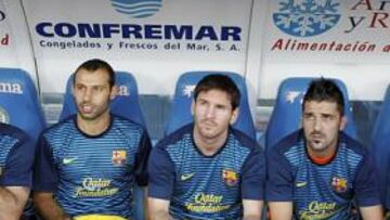 <b>LUJO. </b>Mascherano, Messi y Villa fueron suplentes en Getafe y el Barcelona ganó igualmente.