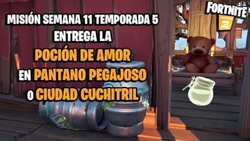 &iquest;D&oacute;nde est&aacute;n Pantano Pegajoso y Ciudad Cuchitril para entregar la poci&oacute;n de amor en Fortnite?