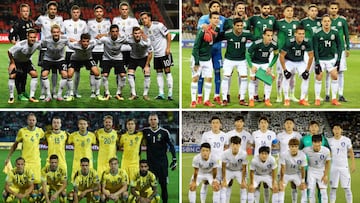 EPA139. MOSCÚ (RUSIA), 01/12/2017.- Combo de imágenes de los onces titulares de las selecciones del grupo F (Alemania, México, Suecia y Corea del Sur) tras el sorteo del Mundial de Rusia 2018 celebrado en el Palacio del Kremlin de Mos