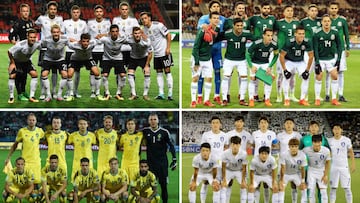 EPA139. MOSC&Uacute; (RUSIA), 01/12/2017.- Combo de im&aacute;genes de los onces titulares de las selecciones del grupo F (Alemania, M&eacute;xico, Suecia y Corea del Sur) tras el sorteo del Mundial de Rusia 2018 celebrado en el Palacio del Kremlin de Mos