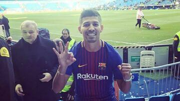 Bonilla vistiendo la playera del FC Barcelona en la victoria de 3-0 en el Clásico de diciembre 2017.