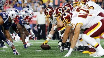 FOXBOROUGH, MA - AUGUST 9 : The New England Patriots and the Washington Redskins face off during their preseason game at Gillette Stadium on August 9, 2018 in Foxborough, Massachusetts. Maddie Meyer/Getty Images/AFP
== FOR NEWSPAPERS, INTERNET, TELCOS & TELEVISION USE ONLY ==