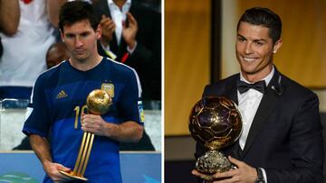 En 2014 Messi gan&oacute; el Bal&oacute;n de Oro al mejor jugador del Mundial y Cristiano Ronaldo el Bal&oacute;n de Oro de France Football al mejor jugador del a&ntilde;o.