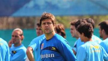 Pochettino durante el entrenamiento del Espanyol.