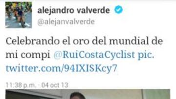 Valverde en Twitter: "Celebrando el oro de mi compi Rui Costa"