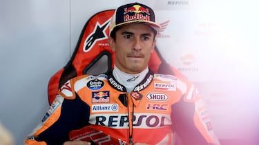 Marc Márquez, piloto de Repsol Honda, tras un entrenamiento del GP de Japón en Motegi.