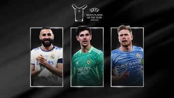 Benzema, Courtois y De Bruyne, los candidatos a jugador del año para la UEFA.