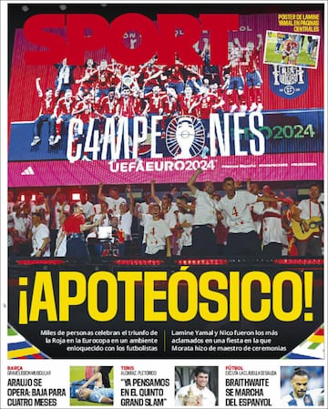 Fiestón, apoteósico... las portadas recogen la gran fiesta de la Selección Española