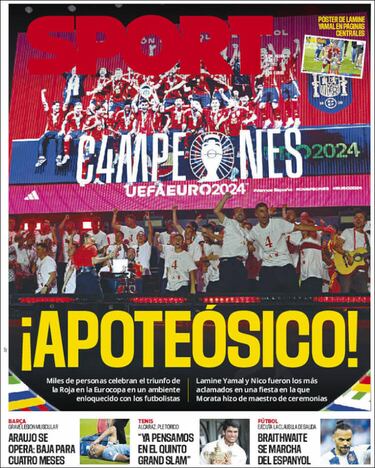 Fiestón, apoteósico... las portadas recogen la gran fiesta de la Selección Española
