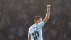 Iago Aspas celebra su segundo gol ante el Cádiz.