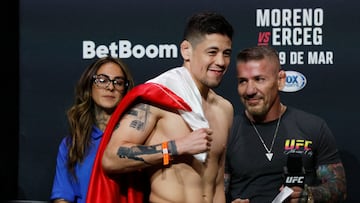 MMA - UFC Fight Night - Brandon Moreno v Steve Erceg - Weigh-In - Arena CDMX, Mexico City, Mexico - March 28, 2025 Brandon Moreno during the weigh-in REUTERS/Henry Romero