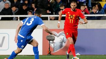 Carrasco, en un partido con Bélgica.