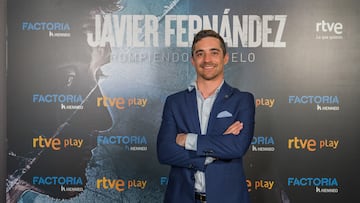 El patinador español Javier Fernández, durante la presentación del documental 'Javier Fernández. Rompiendo el hielo'.