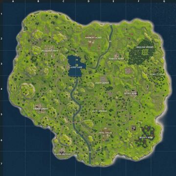 Este es el aspecto del mapa original de Fortnite Battle Royale durante la Temporada 1